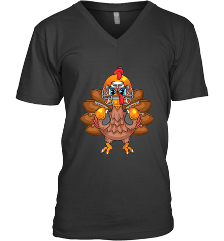 Cool Turkey Football Feathers Funny Thanksgiving Sports Gift Men's V-Neck Men's V-Neck / Black / S Men's V-Neck - HHHstores