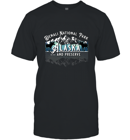 Denali National Park Alaska AK USA Moose Souvenir Men's T-Shirt Men's T-Shirt / Black / S Men's T-Shirt - HHHstores