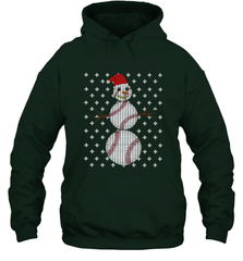UGLY CHRISTMAS Baseball Snowman Holiday Santa Funny Men Gift Hooded Sweatshirt Hooded Sweatshirt - HHHstores