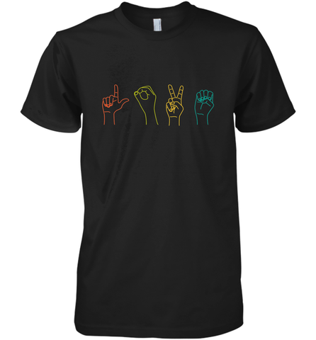 Love ASL Sign language Alphabet Valentines Day Gift idea Men's Premium T-Shirt Men's Premium T-Shirt / Black / XS Men's Premium T-Shirt - HHHstores