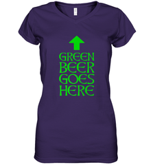 Green Beer Goes Here Funny St. Patrick's Day Women's V-Neck T-Shirt Women's V-Neck T-Shirt - HHHstores