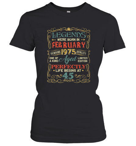 Legends Were Born In FEBRUARY 1975 45th Birthday Gifts Women's T-Shirt Women's T-Shirt / Black / S Women's T-Shirt - HHHstores