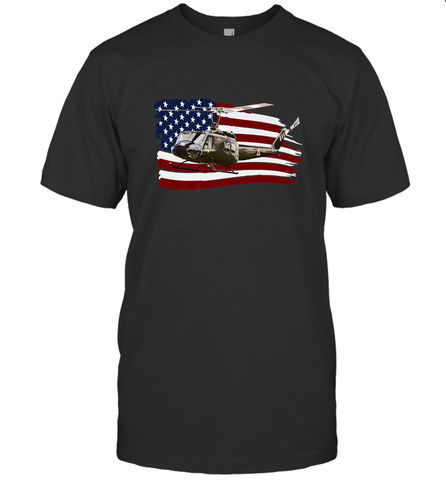 UH 1 UH1 Huey Helicopter T shirt American Flag usa Men's T-Shirt Men's T-Shirt / Black / S Men's T-Shirt - HHHstores