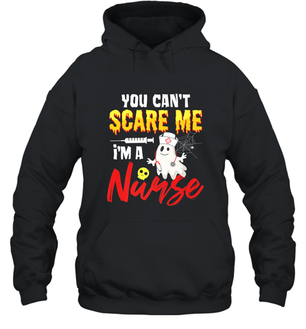 You Can't Scare Me I'm A Nurse Funny Halloween Witch Hat Hooded Sweatshirt Hooded Sweatshirt / Black / S Hooded Sweatshirt - HHHstores