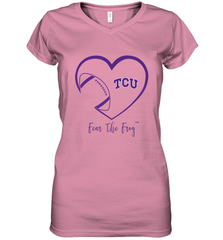 TCU Horned Frogs Football Inside Heart  Team Women's V-Neck T-Shirt Women's V-Neck T-Shirt - HHHstores