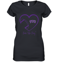 TCU Horned Frogs Football Inside Heart  Team Women's V-Neck T-Shirt Women's V-Neck T-Shirt - HHHstores