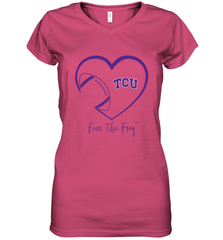 TCU Horned Frogs Football Inside Heart  Team Women's V-Neck T-Shirt Women's V-Neck T-Shirt - HHHstores