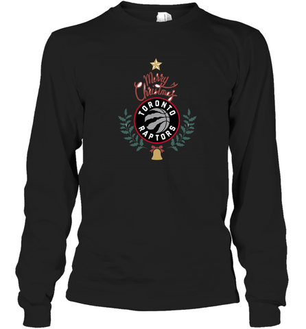 NBA Toronto Raptors Logo merry Christmas gilf Long Sleeve T-Shirt Long Sleeve T-Shirt / Black / S Long Sleeve T-Shirt - HHHstores
