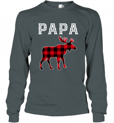 Papa Moose Red Plaid Christmas Pajama Long Sleeve T-Shirt Long Sleeve T-Shirt - HHHstores