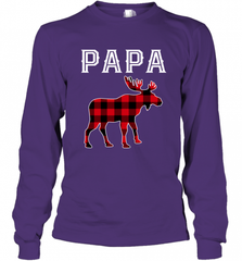 Papa Moose Red Plaid Christmas Pajama Long Sleeve T-Shirt Long Sleeve T-Shirt - HHHstores
