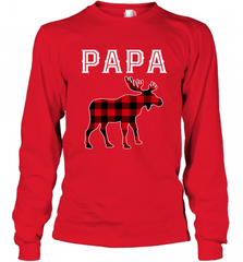 Papa Moose Red Plaid Christmas Pajama Long Sleeve T-Shirt Long Sleeve T-Shirt - HHHstores