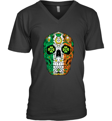 Sugar Skull Leprechaun T Shirt St Patricks Day Women Men Tee Men's V-Neck Men's V-Neck / Black / S Men's V-Neck - HHHstores