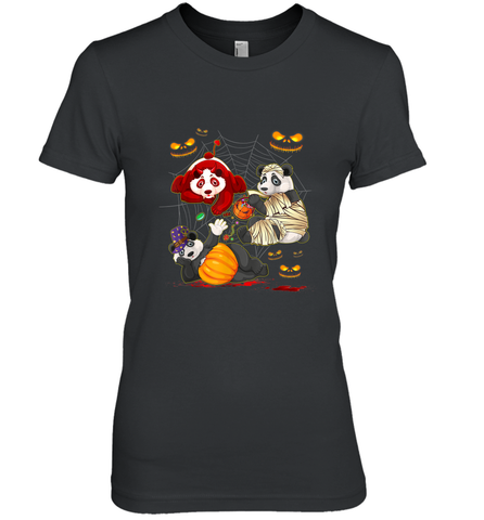 Panda Happy Halloween T shirt Cute Mummy Witch Pumpkin Women's Premium T-Shirt Women's Premium T-Shirt / Black / XS Women's Premium T-Shirt - HHHstores