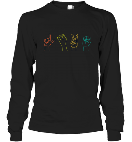 Love ASL Sign language Alphabet Valentines Day Gift idea Long Sleeve T-Shirt Long Sleeve T-Shirt / Black / S Long Sleeve T-Shirt - HHHstores