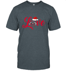 NFL San Francisco 49ers Logo Christmas Santa Hat Love Heart Football Team Men's T-Shirt Men's T-Shirt - HHHstores