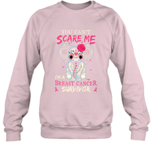 You can't Scare Me I'm Breast Cancer Survivor Elephant Funny Crewneck Sweatshirt Crewneck Sweatshirt - HHHstores