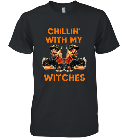 Cool Chillin With My Witches Halloween Costume Men's Premium T-Shirt Men's Premium T-Shirt / Black / XS Men's Premium T-Shirt - HHHstores