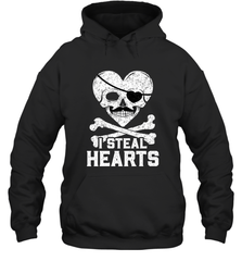 I Steal Hearts Valentine's Day Pirate Skull Art Graphics Hooded Sweatshirt Hooded Sweatshirt - HHHstores