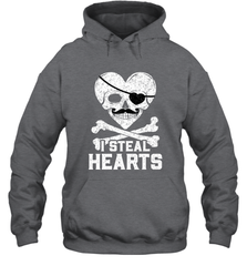 I Steal Hearts Valentine's Day Pirate Skull Art Graphics Hooded Sweatshirt Hooded Sweatshirt - HHHstores