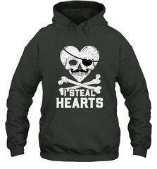 I Steal Hearts Valentine's Day Pirate Skull Art Graphics Hooded Sweatshirt Hooded Sweatshirt - HHHstores