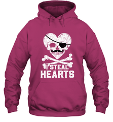 I Steal Hearts Valentine's Day Pirate Skull Art Graphics Hooded Sweatshirt Hooded Sweatshirt - HHHstores