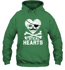 I Steal Hearts Valentine's Day Pirate Skull Art Graphics Hooded Sweatshirt Hooded Sweatshirt - HHHstores