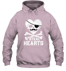 I Steal Hearts Valentine's Day Pirate Skull Art Graphics Hooded Sweatshirt Hooded Sweatshirt - HHHstores
