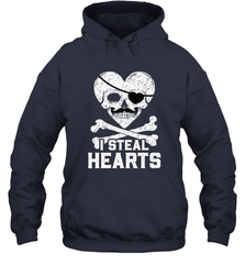 I Steal Hearts Valentine's Day Pirate Skull Art Graphics Hooded Sweatshirt Hooded Sweatshirt - HHHstores