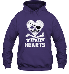 I Steal Hearts Valentine's Day Pirate Skull Art Graphics Hooded Sweatshirt Hooded Sweatshirt - HHHstores