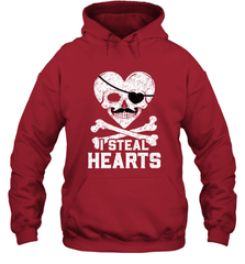 I Steal Hearts Valentine's Day Pirate Skull Art Graphics Hooded Sweatshirt Hooded Sweatshirt - HHHstores