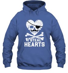 I Steal Hearts Valentine's Day Pirate Skull Art Graphics Hooded Sweatshirt Hooded Sweatshirt - HHHstores