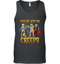 Chillin With My Creeps Vampire Halloween Skeleton Witch Men's Tank Top