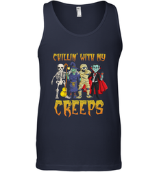 Chillin With My Creeps Vampire Halloween Skeleton Witch Men's Tank Top