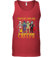 Chillin With My Creeps Vampire Halloween Skeleton Witch Men's Tank Top Men's Tank Top - HHHstores