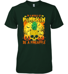 In A World Of Pumpkin Be A Pineapple Skull Halloween Funny Men's Premium T-Shirt Men's Premium T-Shirt - HHHstores