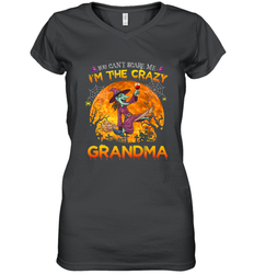 You can't scare me I'm the crazy grandma halloween Women's V-Neck T-Shirt