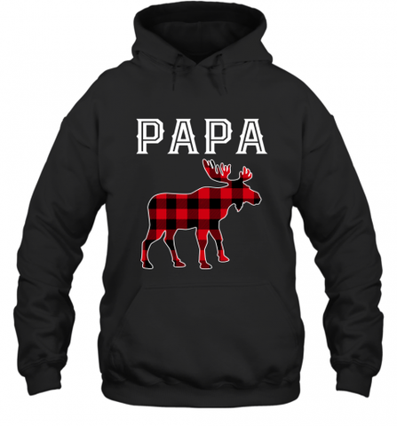 Papa Moose Red Plaid Christmas Pajama Hooded Sweatshirt Hooded Sweatshirt / Black / S Hooded Sweatshirt - HHHstores