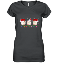 Three Baseball Balls Christmas Gift Santa Xmas lights Snow Women's V-Neck T-Shirt