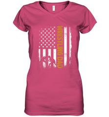 Wrestling Dad Tshirt American Flag 4th Of July Fathers Day Women's V-Neck T-Shirt Women's V-Neck T-Shirt - HHHstores