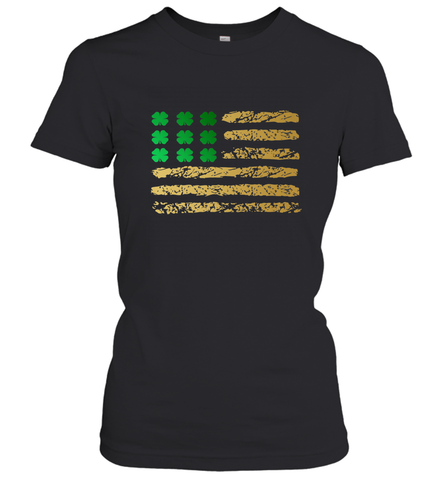American Flag Green Shamrock Shirt St Patricks Day Women's T-Shirt Women's T-Shirt / Black / S Women's T-Shirt - HHHstores