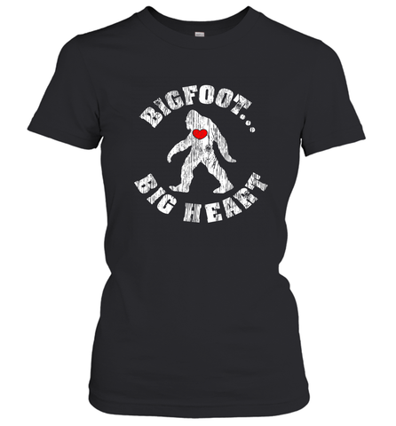 Bigfoot Heart Valentine's Day Lover Art Graphics Great Gift Women's T-Shirt Women's T-Shirt / Black / S Women's T-Shirt - HHHstores