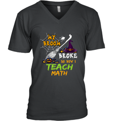 My Broom Broke So Now I Teach Math Funny Halloween Men's V-Neck Men's V-Neck - HHHstores