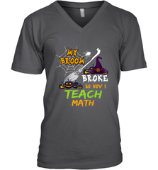 My Broom Broke So Now I Teach Math Funny Halloween Men's V-Neck Men's V-Neck - HHHstores