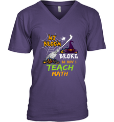 My Broom Broke So Now I Teach Math Funny Halloween Men's V-Neck Men's V-Neck - HHHstores