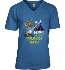 My Broom Broke So Now I Teach Math Funny Halloween Men's V-Neck Men's V-Neck - HHHstores
