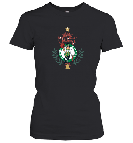 NBA Boston Celtics Logo merry Christmas gilf Women's T-Shirt Women's T-Shirt / Black / S Women's T-Shirt - HHHstores