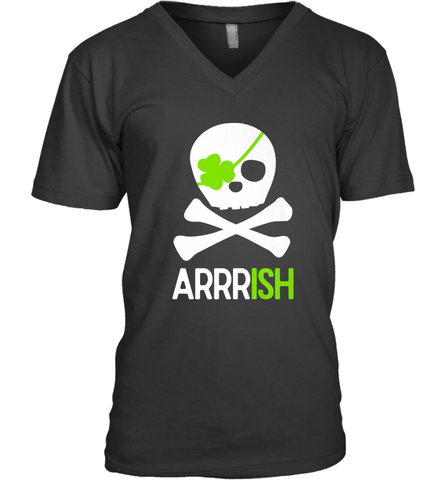 St. Patricks Day Irish Pirate Skull and Cross bones Men's V-Neck Men's V-Neck / Black / S Men's V-Neck - HHHstores