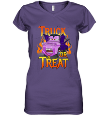Disney Pixar Cars Halloween Vampire Truck Or Treat Women's V-Neck T-Shirt Women's V-Neck T-Shirt - HHHstores