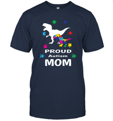 Proud Autism Mom T Rex Dinosaur Autism Awareness Men's T-Shirt
