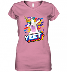 Colorful Dabbing Dancing Unicorn Celebration Yeet Women's V-Neck T-Shirt Women's V-Neck T-Shirt - HHHstores